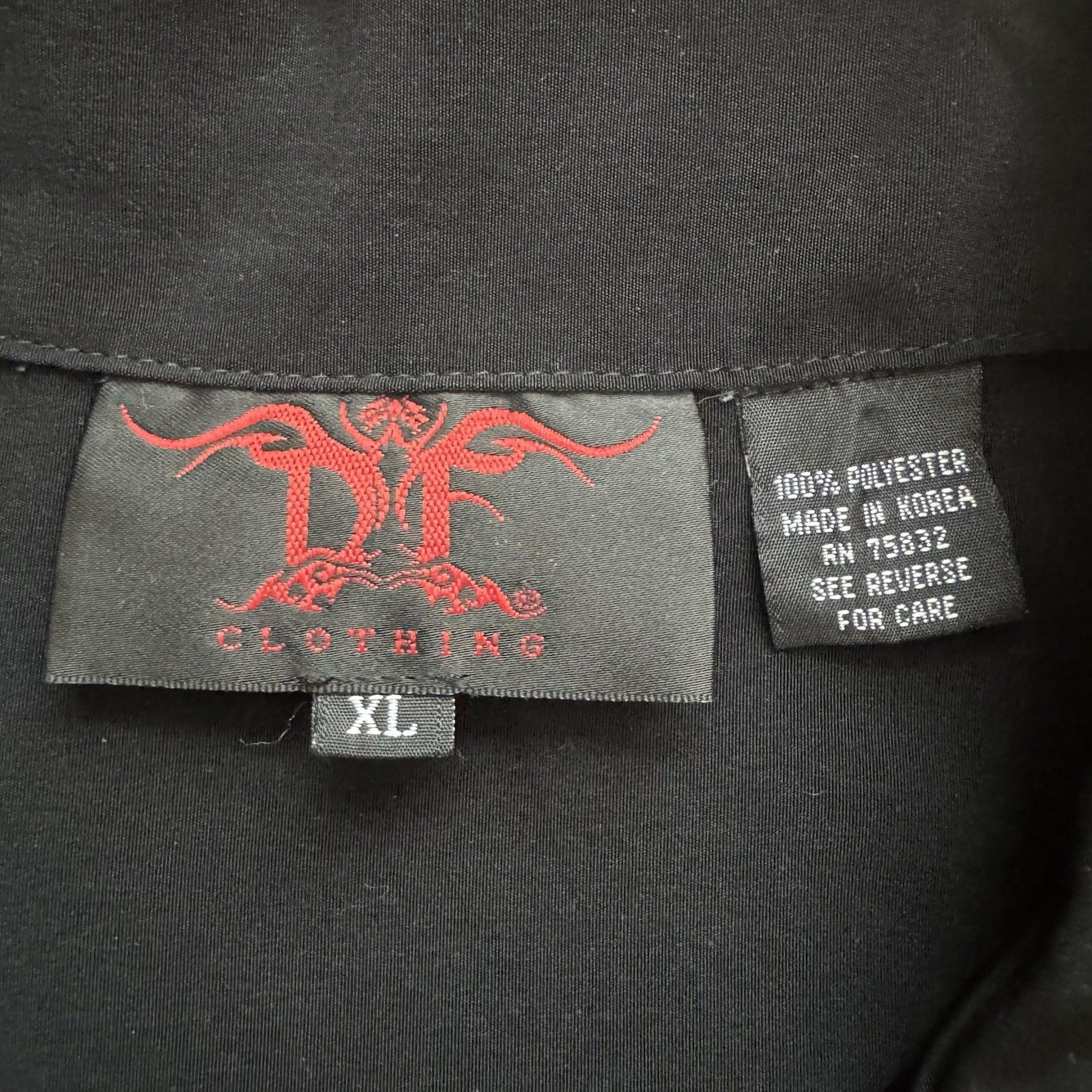 Dragonfly Flame Button Up Shirt Men’s Xl Black Red Yellow Y2k Biker Rockabilly — image 3 of 8